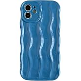 Caseative for iPhone 12 Case, Blue | Water Ripple Pattern Curly Wave Frame Soft