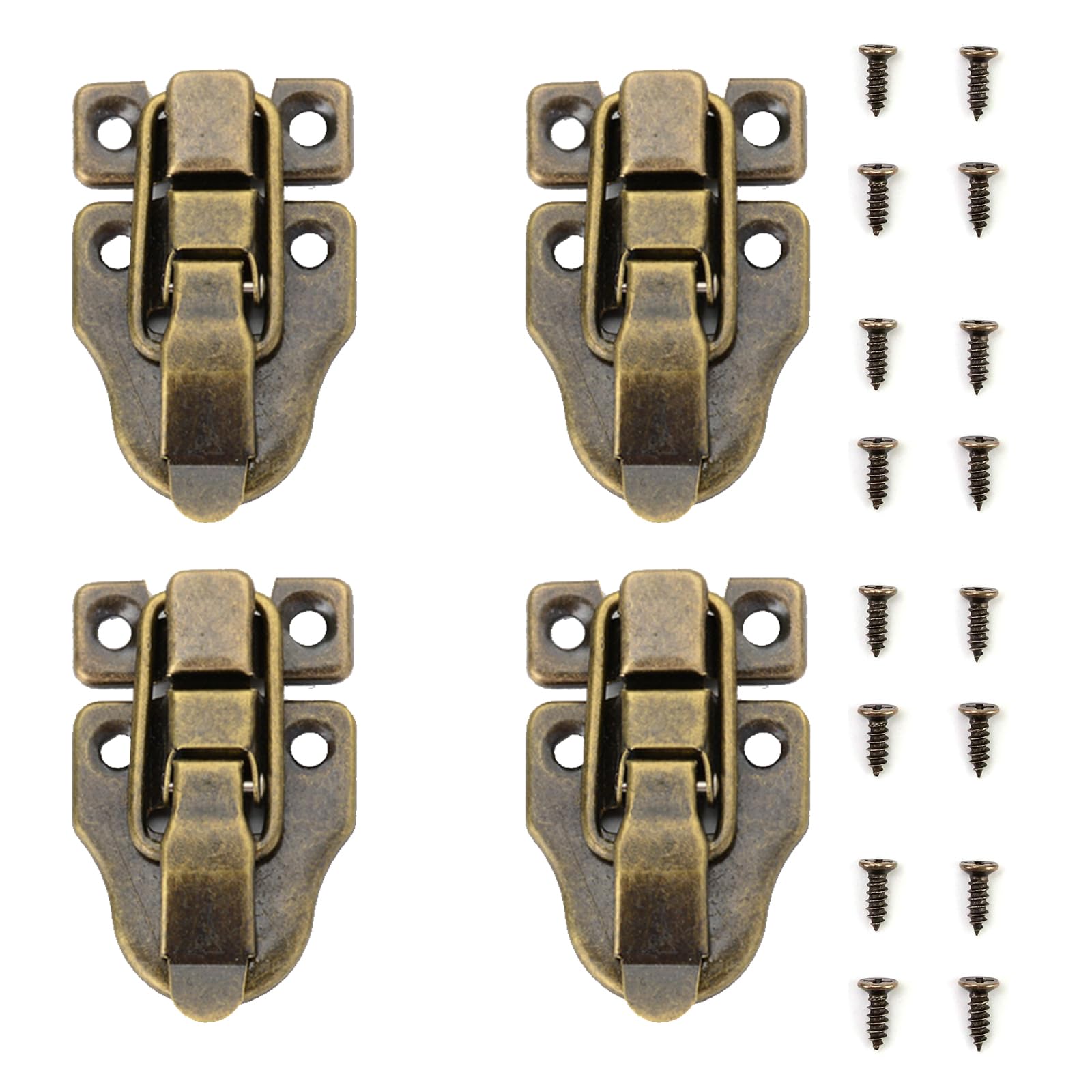 CLKE 4 x Retro Wooden Box Clasps, Toggle Latch, with Screws for Jewellery Boxes, Craft Box, Tool Boxes, Suitcases