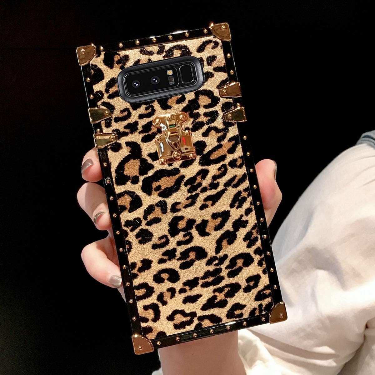 Compatible for Samsung Galaxy S10 Plus case,Babemall Elegant Premium Leopard Square TPU+PU Leather Protective with Shock Absorption Metal Decoration Corner Back Cover Case (Gold)