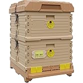 Apimaye Ergo Insulated 10 Frame Bee Hive Set [NO Frames Included] (Double Deep, Tan Body Yellow Entrance)