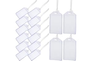 NUOBESTY 16pcs Waterproof Luggage Tags Key Tag Holders with Sealed Protective Card Sleeves for Travel and