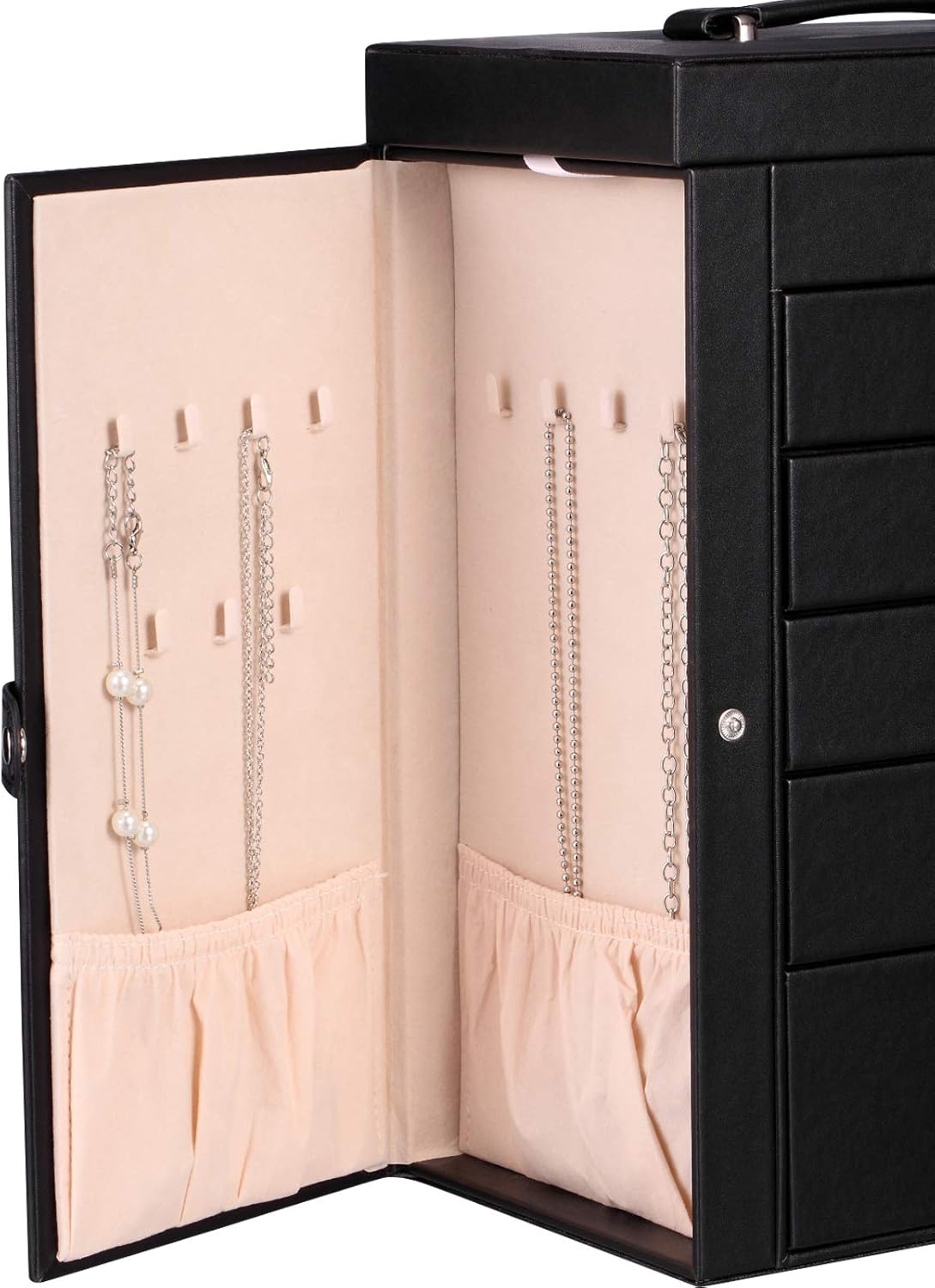 Homde 2 in 1 Huge Jewelry Box/Organizer/Case Faux Leather with Small Travel Case, Gift for Girls or Women (Black): Home Improvement