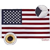 Bradford Cotton American Flag 3x5 feet for Indoor Embroidered Star USA Flags Soft Material, Cloth US United State Flag with 2 Brass Grommets