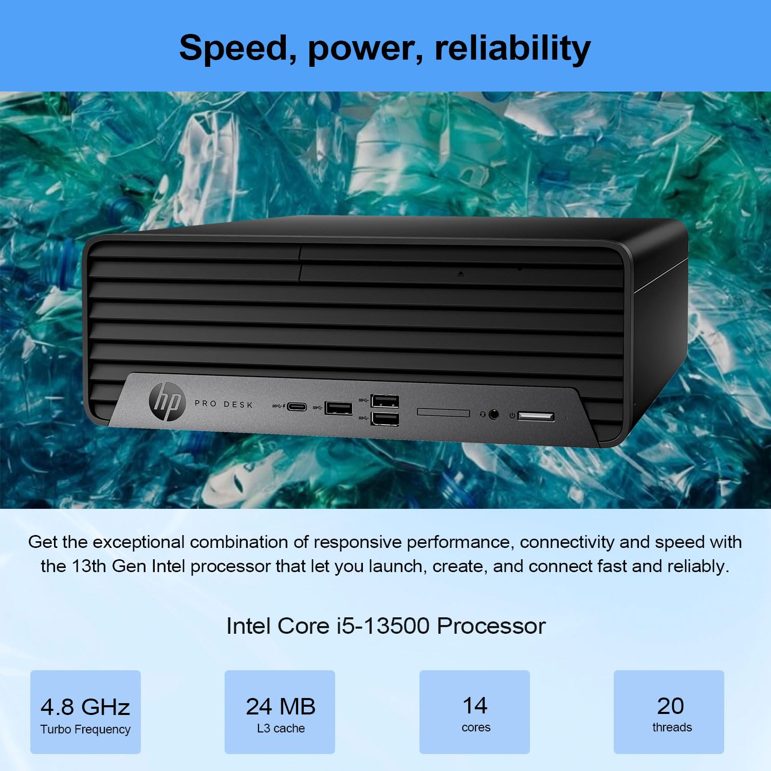 HP ProDesk 400 G9 Small Form Factor Business Desktop, 13th Gen Intel 14-Core i5-13500 Processor, 32GB RAM, 1TB SSD, Wi-Fi 6, HDMI, DP, Support 2-Monitor 4K, Wired Keyboard & Mouse, Windows 11 Pro