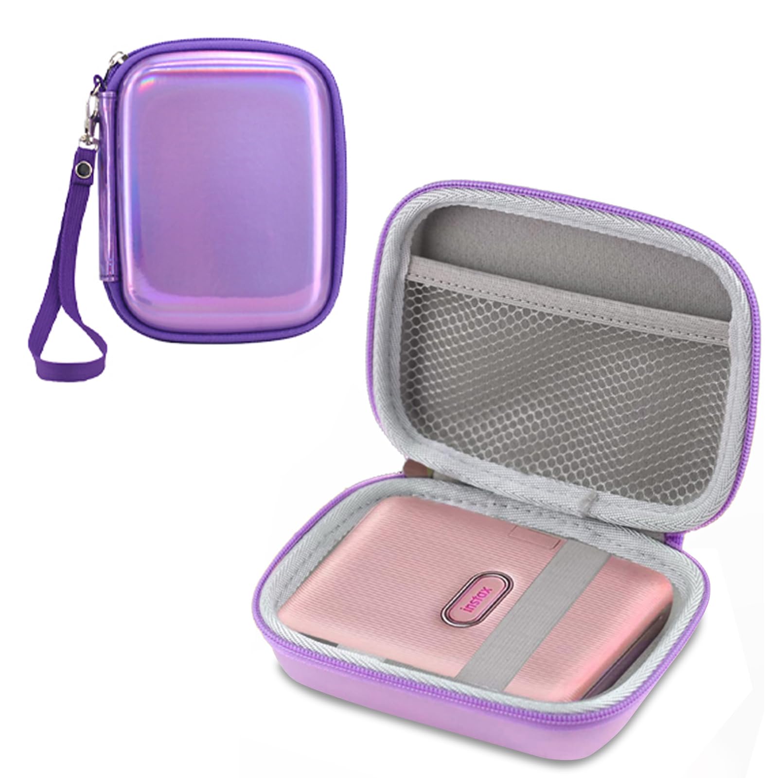 Yerdos Storage Carry Travel EVA Hard Case for Instax Mini Link Smartphone Printer with Elastic Strap(Laser Purple)