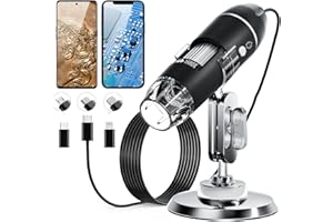 SKYBASIC USB Digital Microscope Camera, Handheld HD Inspection Camera 50x-1600x Magnification with Adjustable Stand, 8 LED Li
