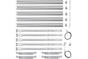 Welbocom 15.38" L Burner and 15.5" L Heat Plate for Charbroil Performance II 5 & 6 Burner Grill 463448021 463451022 463465022;Charbroil Grill Replacement Parts;Charbroil Burner Replacement (5-Burner)