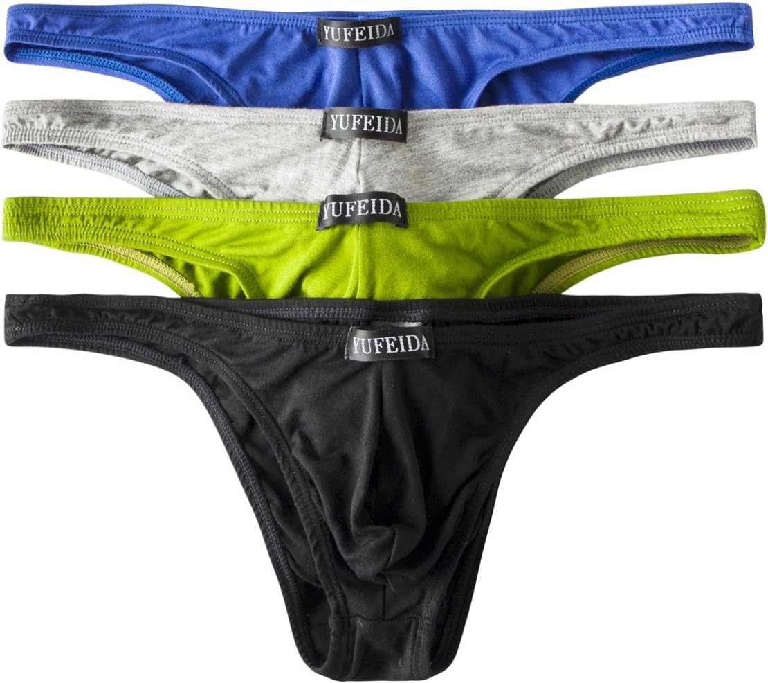YFDMen's Comfortable Modal Briefs G-string Sexy Low Raise Bikini Thong Underwear Pack of 6