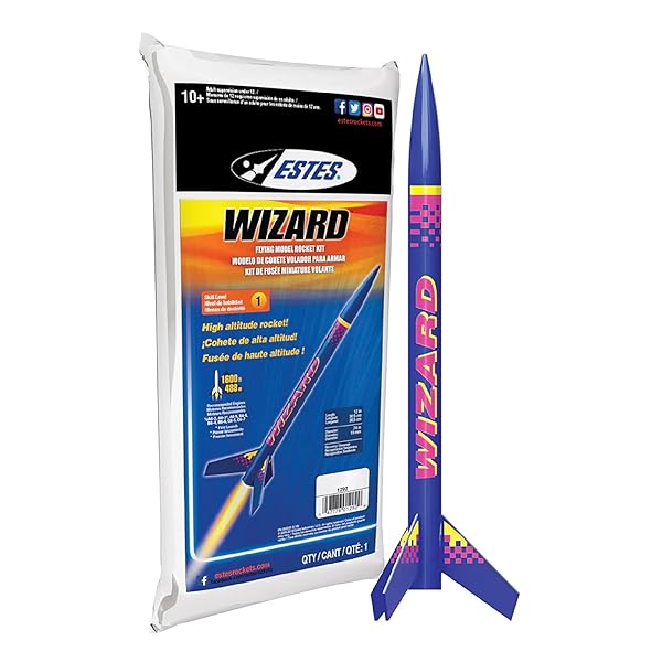 ESTES 1292 WIZARD ROCKET-BUILDING KIT, INTERMEDIATE FLYING-ROCKET-MODEL KIT...