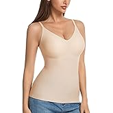 Vinfact V-Neck Lace Seamless Camisoles Tank Tops with Built in Bra for Women Summer Workout Going Out Tankini Camis
