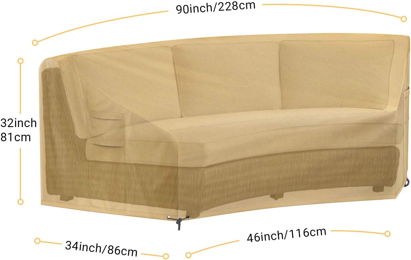 Sunkorto Patio Curved Sofa Cover Veranda Waterproof Sofa Cover Outdoor Furniture Cover With Air Vents And Drawing String Hem Sofas