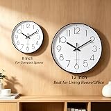 jomparis 12 inch Modern Wall Clock Silent Battery Operated Quartz Black view 2