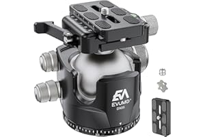 EVUMO DX55P Tripod Ball Head, 55mm Low Profile Ball Head Mount with Two Arca Swiss Quick Release Plates, 360° Panoramic CNC Tripod Head for Camera Tripod, Monopod, Slider, Max Load 88lbs/40kg