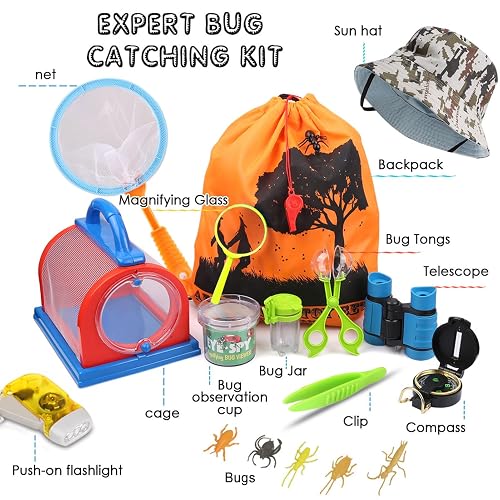 Science Can Bug Catcher Kit For Kids - Outdoor Exploration Set With Backpack, Net & Magnifier For Ages 3-12