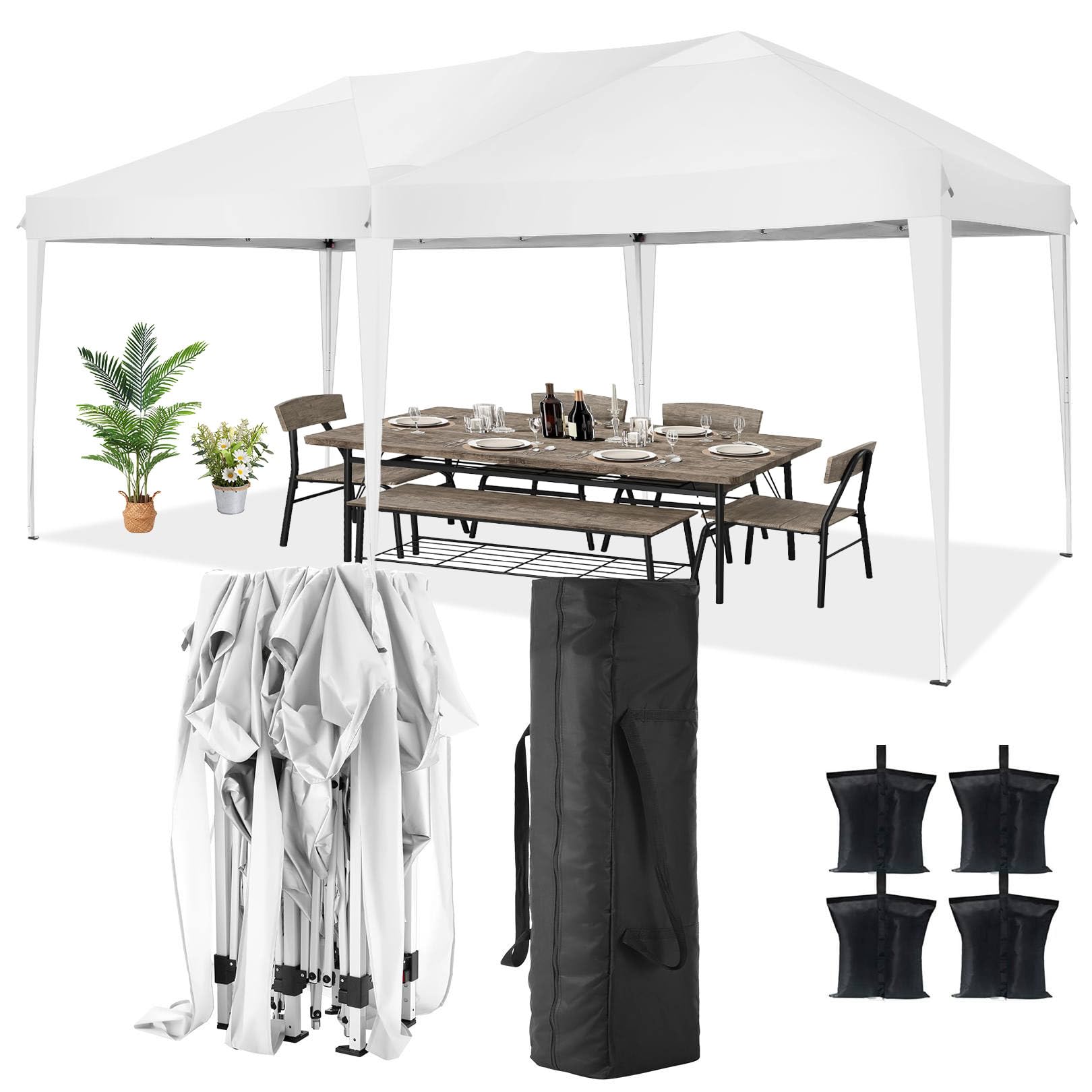 TOOLUCK 10x20 Pop Up Canopy Tent Waterproof Outdoor