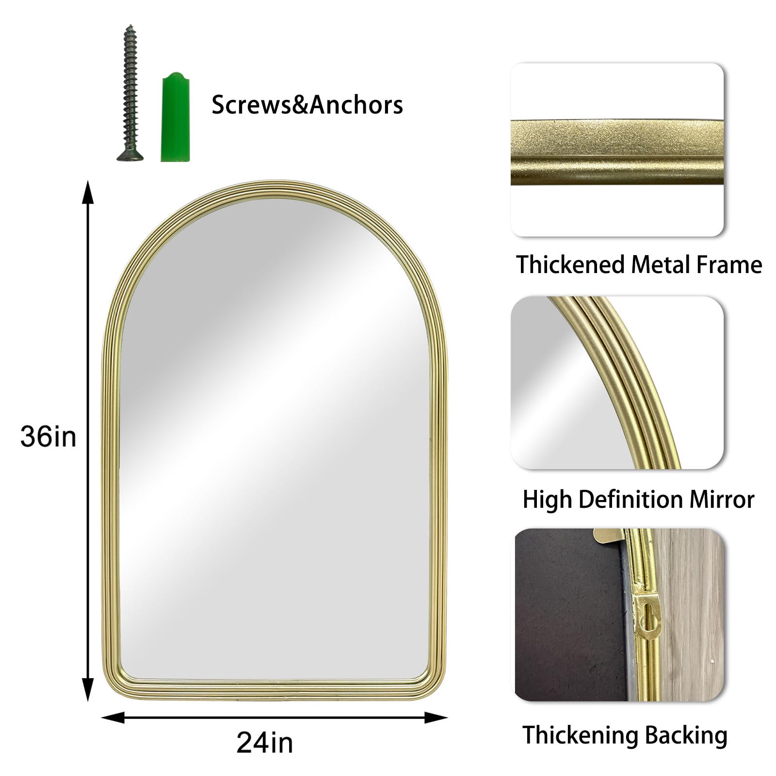 womilous Gold Areched Mirror - 24