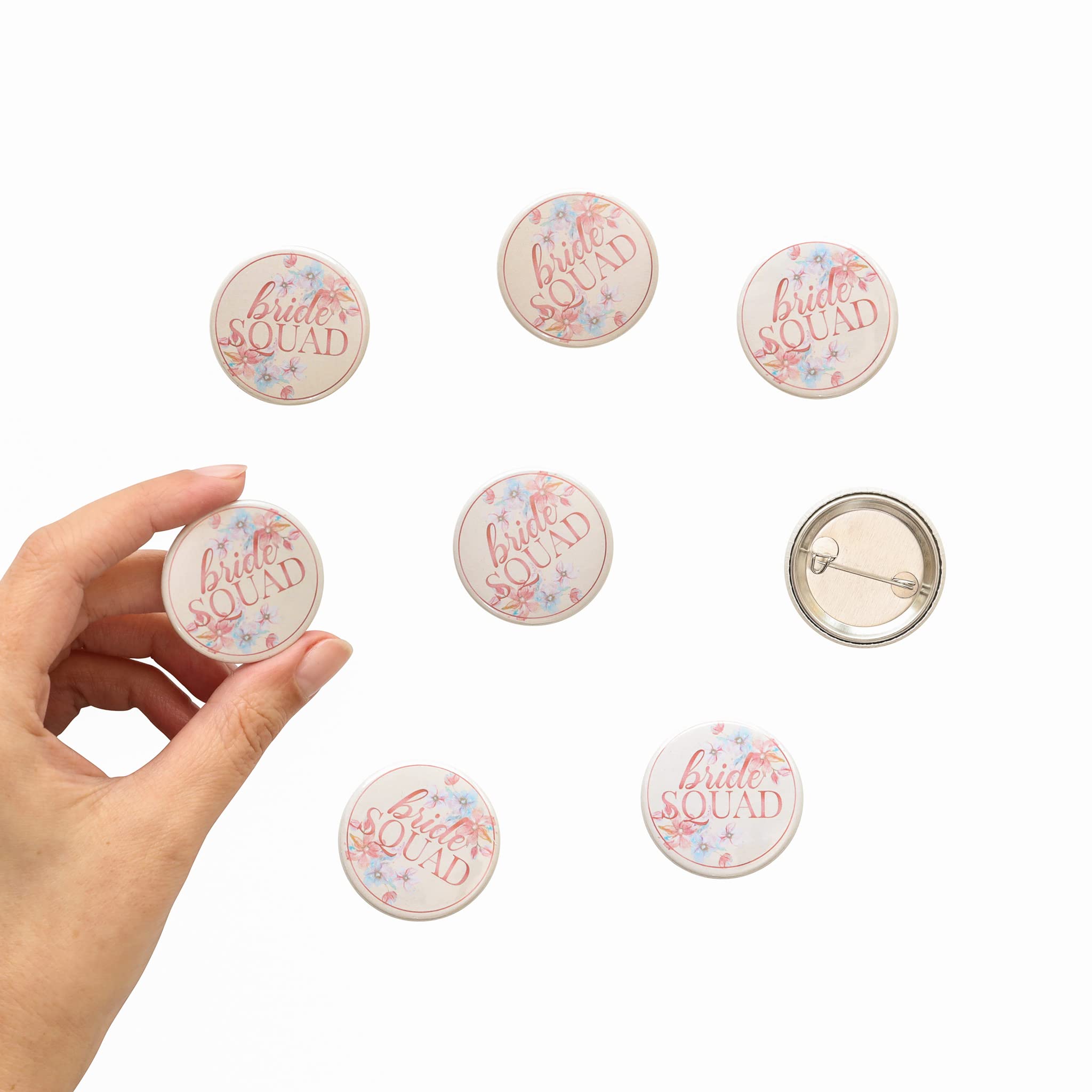 evelay 8 Team Bride Squad Tribe Hen Party Badges Pink Night Do Accessories Bag Fillers (Cream bride Squad)