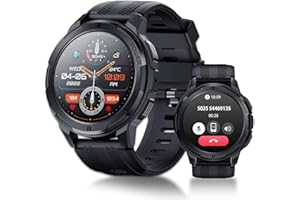 OUKITEL Military Smart Watches for Men, 1.43" HD Display 410mAh Rugged Smartwatch with Bluetooth Call Tactical IP68 Waterproof Outdoor Fitness Tracker with Heart Rate Monitor for iOS Android Phone