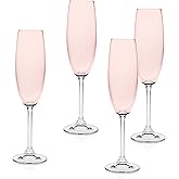 Godinger Goblet Wine Glass Champagne Flute Beverage - Meridian 7 oz - Blush - Set of four