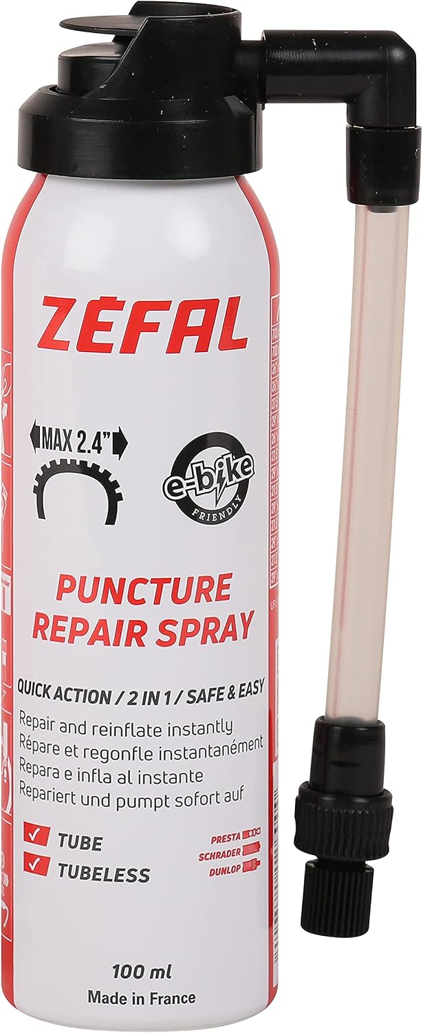 Zefal 1126 Puncture Repair Spray Instant Inflation, 100ml, 100 ml (Pack of 1)