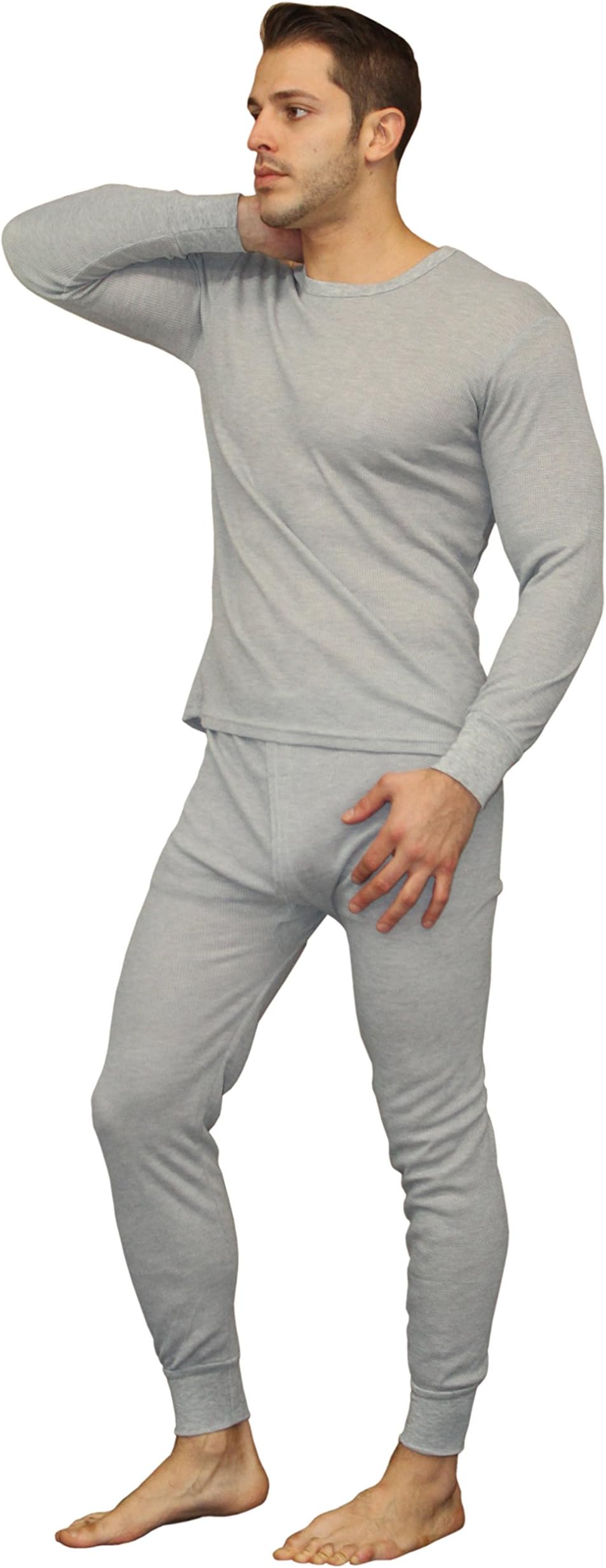 Men's Soft 100% Cotton Thermal Underwear Long Johns Sets - Waffle - Fleece Lined