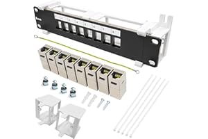 Enmane 8 Port Patch Panel Keystone Coupler CAT6A Shielded (EC Listed) Wall Mount 10 Inch with 89D Bracket Ethernet Patch Panel (CAT6A)