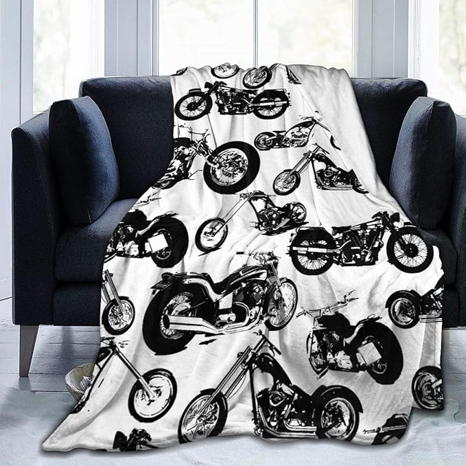 OHMYCOLOR Fleece Blanket Retro Motorbike Motorcycle