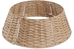Ochine Rattan Christmas Tree Collar Basket Skirt Decorations, Rustic Farmhouse Tree Skirt Xmas Tree Base Cover Woven Holiday 