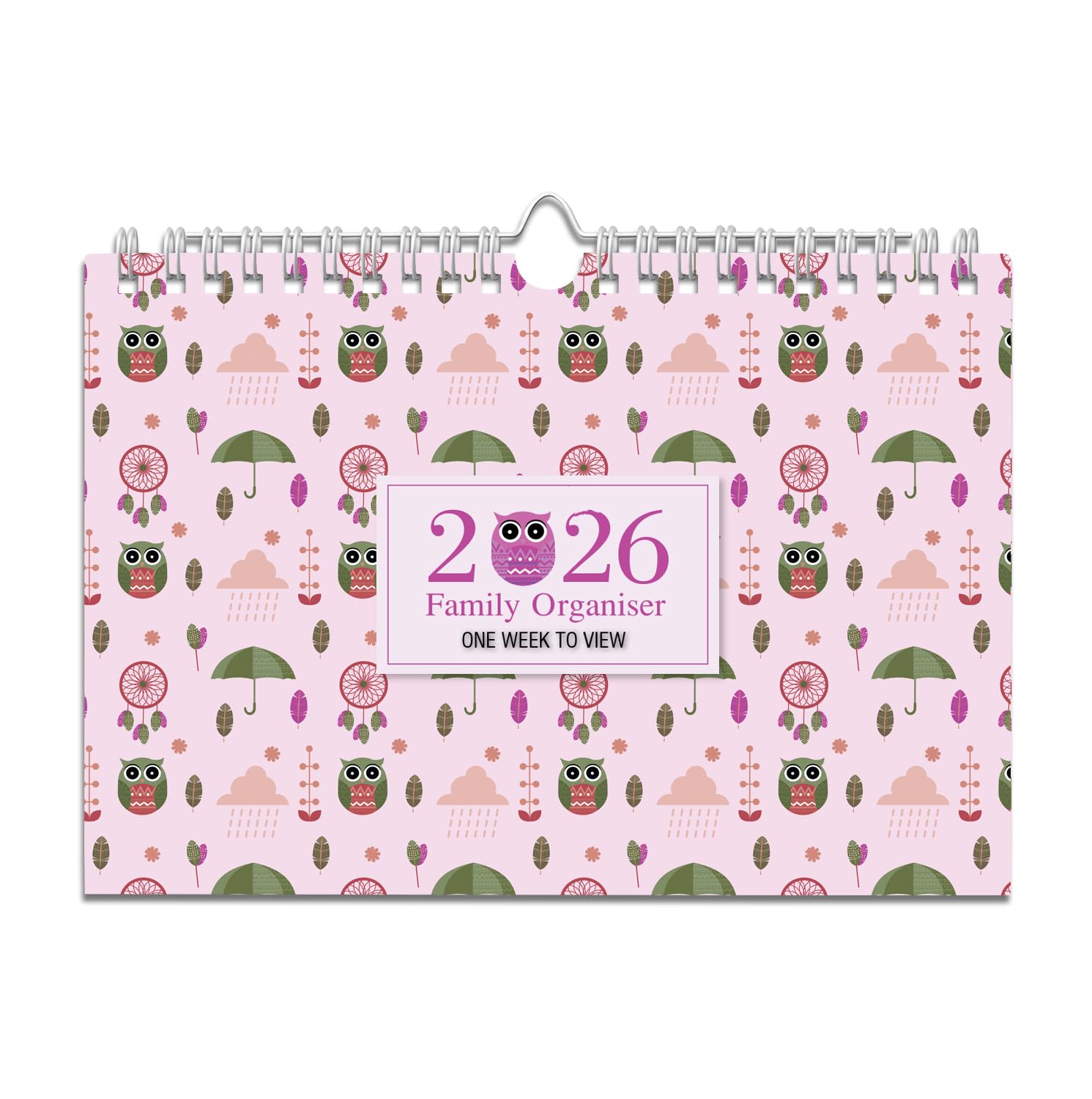 Arpan 2026 Family Organiser Calendar Owls Design – A4 Week to View Calendar 2026 with 6 Columns for Up to 5 People + Birthday Column | Weekly Planner 2026 Family Organiser Calendars