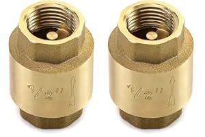 QWORK In-Line Check Valve Brass, 1/2" Female One Way Check Valves, 2 Pack
