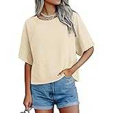Feiersi Women Cotton T-Shirts Summer Crewneck Pullover Short Sleeve Tops Basic Tops Tees Blouses