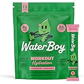 Waterboy Workout Hydration | 2,960mg Sugar Free Electrolyte Powder Packets | L-Glutamine + Vitamins | No Sugar, All Natural, Gluten Free | 15 Drink Stick Mixes (Strawberry Lemonade)