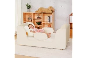 Meulbaty Toddler Bed, Whole Soft Padded Toddlers Floor Bed Frame, Kids Beds with Extra Safety Broad, Toddler Beds for Girls Boys Children - Standard Crib Size (Mattress NOT Included)