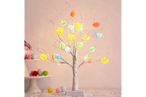 PEIDUO Easter Tree for The Home, 22in 24 LED Easter Egg Tree with Lights, Lighted Easter Tree Decor, USB and Battery Powered, 6H/18H Timer