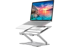 Klsniur Laptop Tablet Stand, Universal Adjustable Carbon Steel Laptop Computer Stand, Ergonomic Foldable Portable Desktop Tray Cooling Holder Compatible with 10''-15.6'' Devices(Silver)