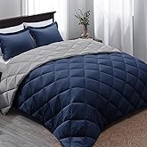 Basic Beyond Queen Comforter Set - Navy Blue Comforter Set Queen Size, Reversible Bed Comforter Queen Set for All Seasons, Navy/Grey, 1 Comforter (88"x92") and 2 Pillow Shams (20"x26"+2")
