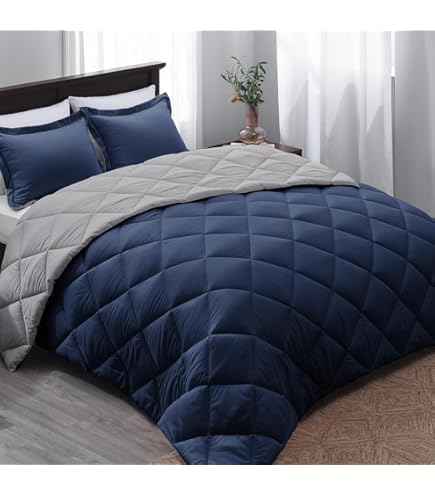 Juego De Edredón Bare Home - Tamaño Doble, Microfibra Ultra Suave, Calidez Para Todas Las Estaciones, Color Azul Oscuro