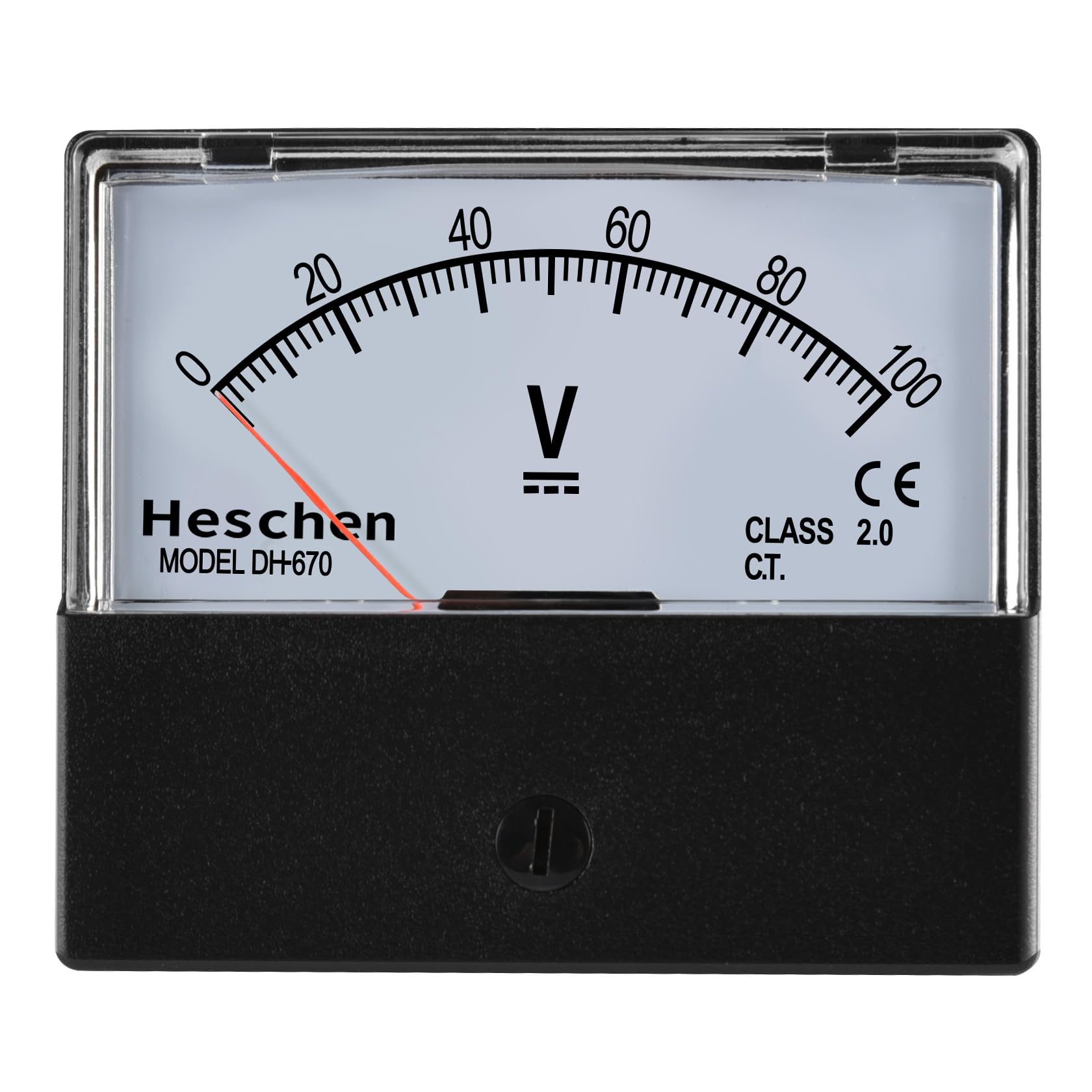 Heschen Rectangular Voltmeter Analog Panel Volt Voltage Meter DH 670 DC 0-100 V Class 2.0