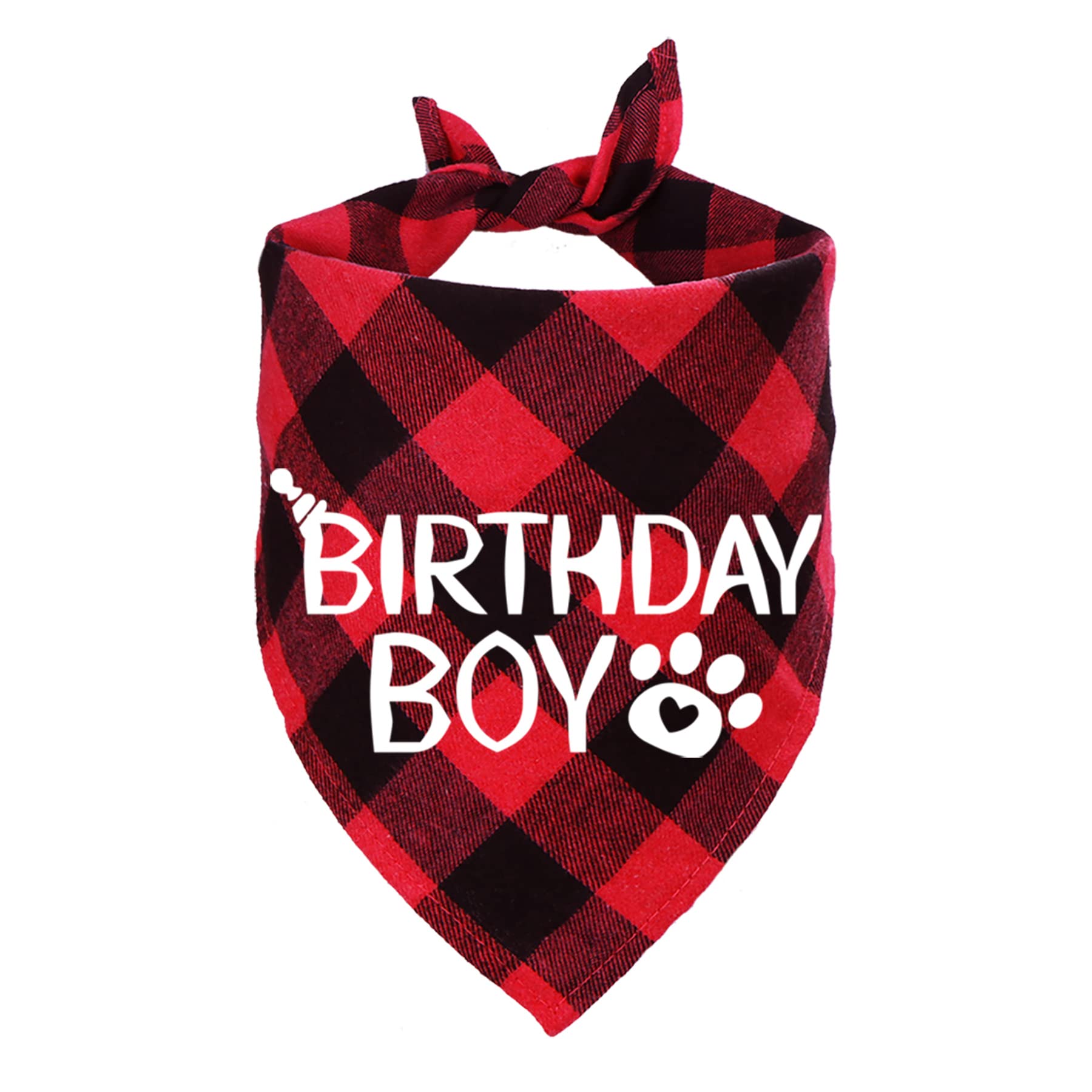 STMK Dog Birthday Bandana, Dogs Birthday Boy Bandana Plaid Triangle Scarf for Dog Puppy (Red)