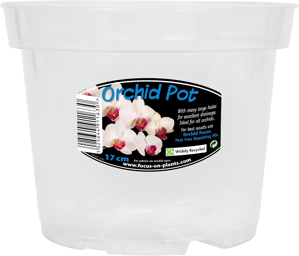 Growth Technology Clear Orchid Pot 17cm – Transparent Plastic Pot with Holes