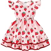 GOTHLETIC Toddler Little Girl Summer Dresses Kids Cute Casual Flutter Sleeve Tiered Smock Dress 2-7 Years