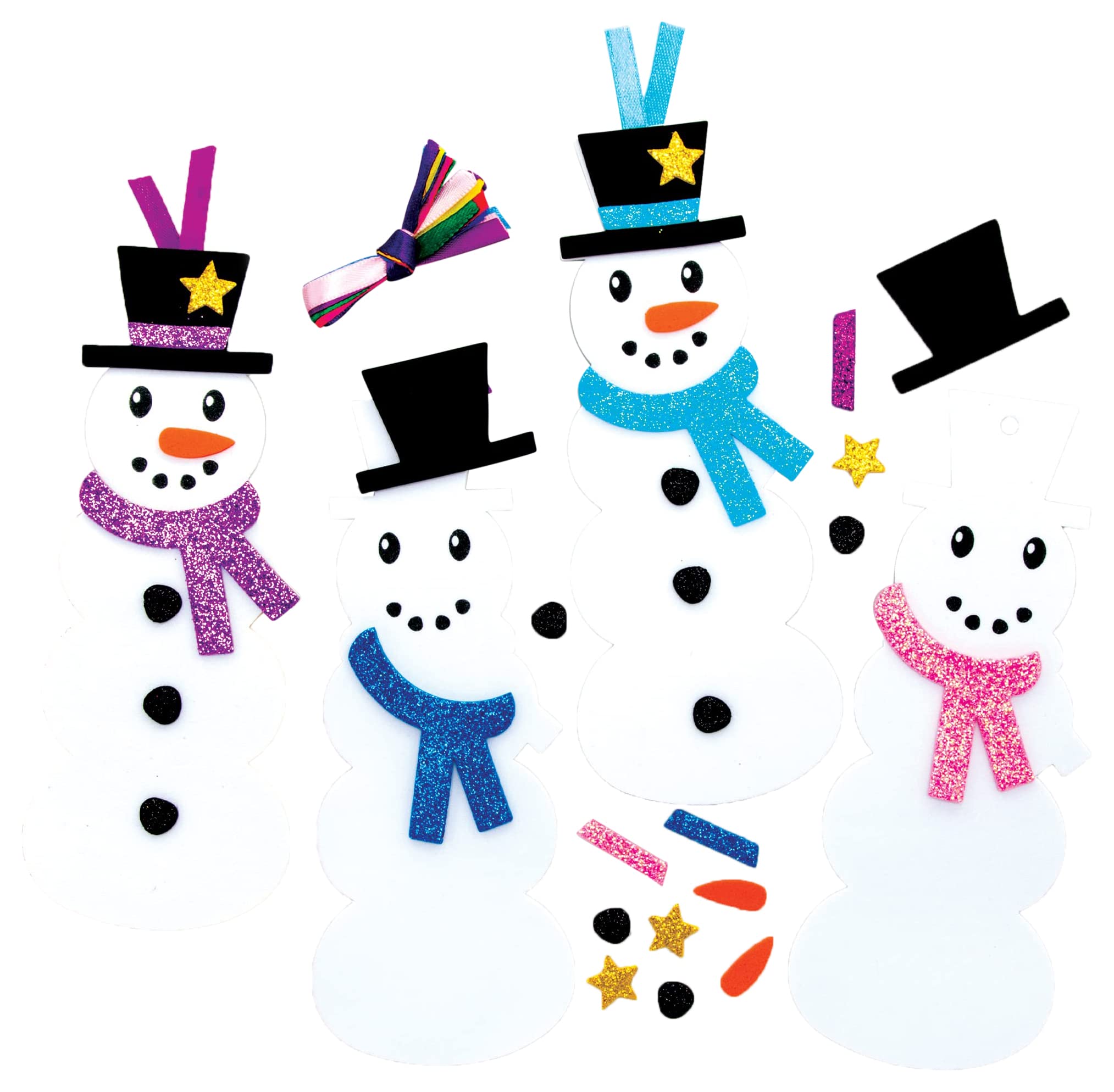 Baker Ross FE951 Snowman Mix & Match Bookmark Kits - Pack of 8, Make your Own Book Mark Craft Kits for Kids, Christmas Arts and Crafts Book Marks for Children