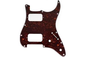 Musiclily Pro 11 Holes ST HH Guitar Pickguard with Round Corner Uncovered Humbucker 2-Pot Layout for Fender Squier Strat Style Electric Guitar, 4Ply Red Tortoise