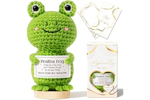 MAYICIVO Emotional Support Crochet Positive Frog Inspirational Cheer Up Gifts for Women, Handmade Positive Crochet Gift Thank You Birthday Valentines Teacher Appreciation Gifts for Coworker Nurse Mom Friends
