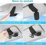 TCJJ Car Visor Sunglasses Holder Leather Clip Magnetic Glasses Holder (Black, 2) view 6