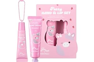 TONYMOLY x Squishmallows Patty the Cow 2-Piece Skincare & Beauty Gift Set – Strawberry Hand Cream & Strawberry Shortcake Lip Gloss – Cute Korean Skincare Gift