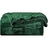BOURINA Fleece Blanket Flannel Throw Blanket (Green,Throw Size) Lightweight Cozy Microfiber Blanket for Sofa, Couch, Bed, Camping, Travel, 50x60 inches