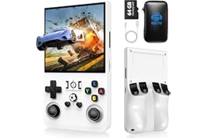 AQHH R36 Max Retro Gaming Console, Retro Handheld Console 4.0'' Screen Linux System, 64G TF Card, 4000mAh Rechargeable Portable Pocket Arcade, White