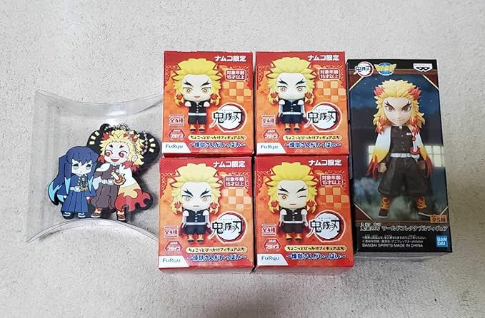 Amazon 鬼滅の刃 ナムコ限定 ちょこっとひっかけフィギュアぷち 煉獄さんがいっぱい 4種 ラバーマスコット バディコレ ワーコレ セット フィギュア ドール 通販