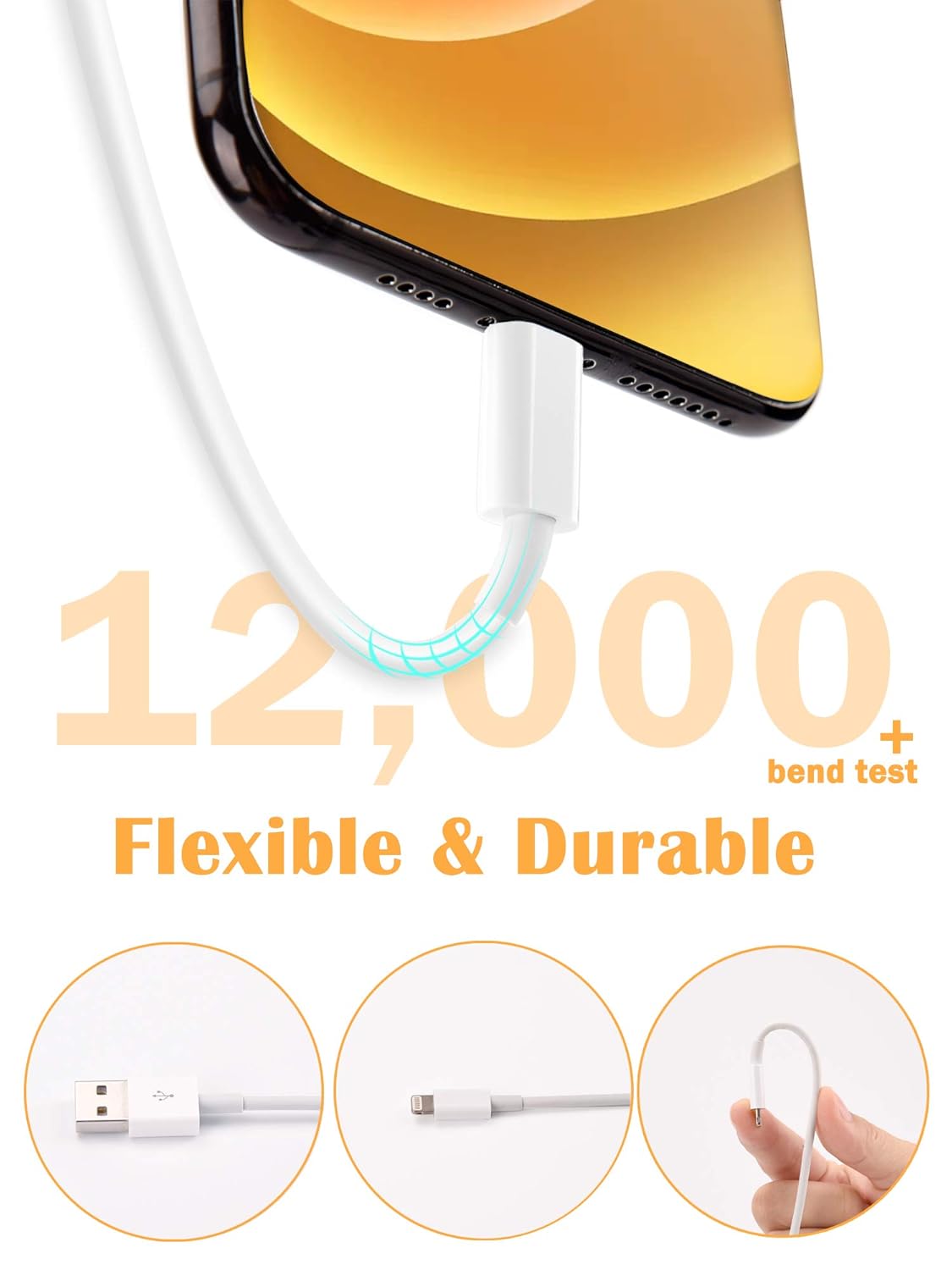4 Pack [Apple MFi Certified] Apple Charging Cables 6ft, iPhone Chargers Lightning Cable 6 Foot, Fast iPhone Charging Cord for iPhone 12/11/11Pro/11Max/ X/XS/XR/XS Max/8/7, ipad: Electronics